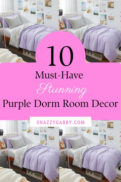 Are you looking for purple dorm room inspo? Look no further because I have racked up super trendy purple dorm room essentials for this upcoming school year!  #collegedormessentials #purpledormroomdecor #purple #universitydorm #blog #school #college #university #backtoschool #highschool #dorm #packing #essentials #dormliving #dormdecor #decorations #cutedormdecorations #move-in Dorm Room Purple Aesthetic, Lilac Dorm Room Ideas, Lavender Dorm Room Ideas, Purple Dorm Room Ideas, Purple Dorm Room, Purple Dorm Rooms, Purple Dorm, Dorm Room Decorations, Dorm Packing