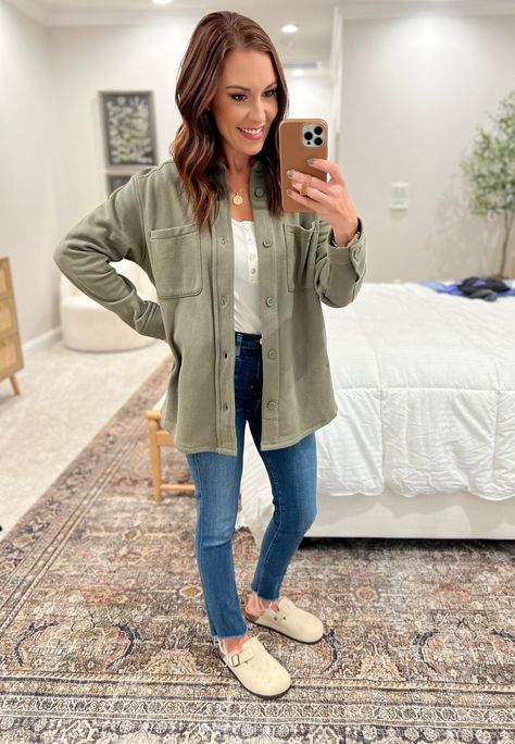 Fleece Tunic Shacket for Women curated on LTK Shacket Outfit Teacher, Fall Tunic Outfit, Olive Shacket Outfit, Army Green Shacket Outfit, Olive Green Shacket Outfit, Green Shacket Outfit Women, Green Shacket Outfit, Tunic Outfit Fall, Shacket Outfit Women