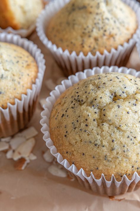 Poppy Seed Muffins Recipe, Poppyseed Muffin Recipe, Homemade Poppyseed Muffins, Poppyseed Muffins, Poppy Seed Muffin, Almond Poppyseed, Costco Poppyseed Muffins, Costco Poppy Seed Muffin Recipe, Vegan Almond Poppyseed Muffins