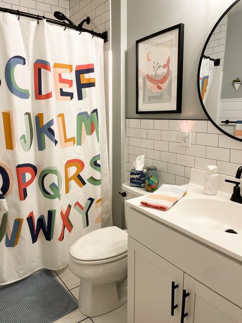 TODDLER BATHROOM REFRESH || BRIGHT & PLAYFUL | A Classy Fashionista Guest Bathroom/kids Bathroom, Boy Girl Shared Bathroom Ideas, Boys Bathroom Ideas Kid Decor, Toddler Boy Bathroom Ideas, Kids Bathroom Ideas Shared Boy And Girl, Kids Restroom Ideas, Gender Neutral Bathroom For Kids, Toddler Boy Bathroom, Toddler Bathroom Decor