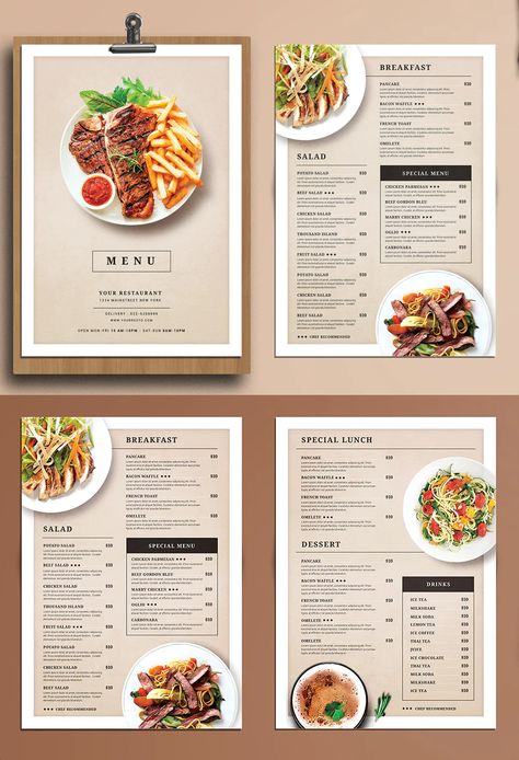 Breakfast Menu Design, Menu Design Layout, Menu Design Inspiration, Cafe Menu Design, Menu Card Design, Menue Design, Menu Layout, Food Menu Template, Menu Inspiration