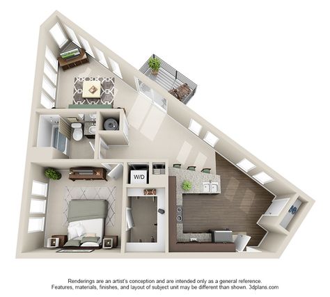 The Summit Triangle House, 3d House Plans, Apartment Floor Plan, Apartment Floor Plans, Studio Apartment Layout, Floor Plan Layout, Apartment Architecture, Apartment Layout, Apartment Plans