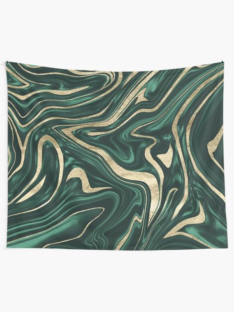 "Emerald Green Black Gold Marble #1 #decor #art" Tapestry by anitabellajantz | Redbubble Soft Turquoise, Black And Gold Marble, Turquoise Rose, Rose Gold Marble, Paul Klee, Fluid Painting, Marble Texture, Gold Marble, Arte Floral