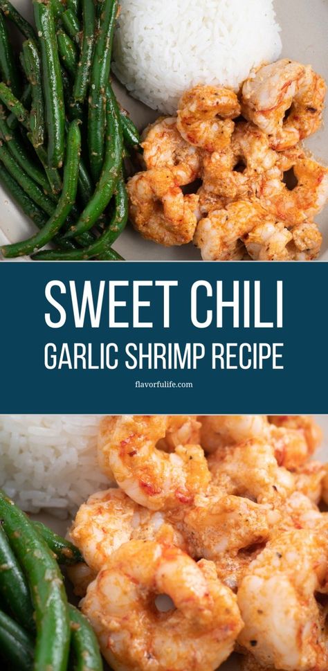 Enjoy a 20 minute shrimp dinner that's healthy and made in a skillet. This sweet chili shrimp recipe is perfect for quick shrimp dinner meal. It's an easy idea for busy nights. Quick Shrimp Dinner, Sweet Chili Shrimp Recipe, Chili Shrimp Recipe, Chili Garlic Shrimp Recipe, Sweet Chili Shrimp, Shrimp And Rice Recipes, Chinese Five Spice, Chili Shrimp, Five Spice