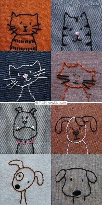 Sew cute Sew Ins, Haft Vintage, Embroidery Animals, Hantverk Diy, Broderie Simple, Pola Bordir, Hand Embroidery Tutorial, Pola Sulam, 자수 디자인