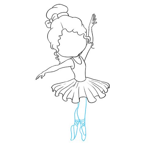 How to Draw Ballerina: Step 8 How To Draw Ballerina, Draw Ballerina, Draw A Ballerina, Ballerina Cartoon, Dance Coloring Pages, Dancer Drawing, Ballerina Drawing, Blending Colored Pencils, Blink Blink