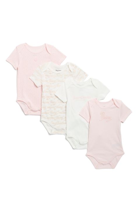 Your baby will look oh-so-adorable wearing this pack of charming bodysuits boasting with Juicy Couture style. Pack of four assorted bodysuits 60% cotton, 40% polyester Machine wash, tumble dry Imported Juicy Couture Baby Clothes, Baby Clothes Onesies, Brooks Running Shoes Women, Baby Pink Clothes, Juicy Couture Baby, Work Sweaters, Couture Style, Baby Couture, Sweaters And Leggings