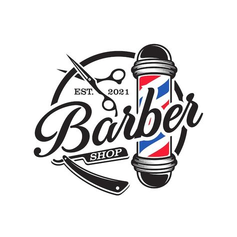 Plantilla de logotipo de barbería vintag... | Premium Vector #Freepik #vector #logo #negocios #vintage #hipster Barbershop Poster, Barber Shop Vintage, Barber Shop Logo, Scissors Logo, Barbershop Logo, Vintage Barbershop, Luxe Logo, Typeface Poster, Barber Logo