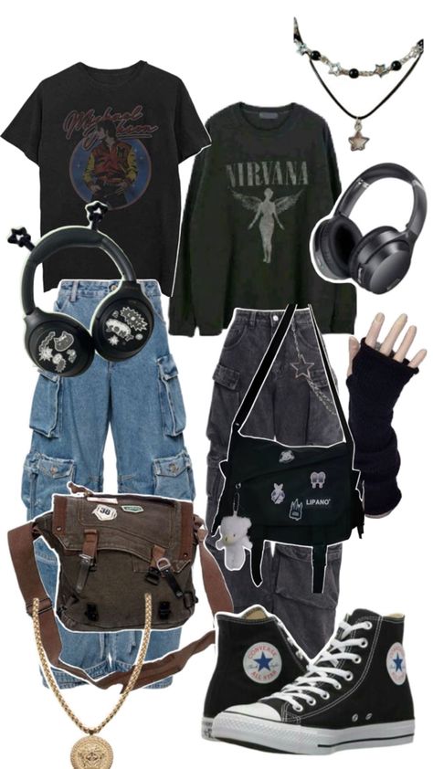 Unfashionable Outfit, Grunge Turtleneck Outfit, Grunge Rock Aesthetic Outfits, Tattoo Artist Outfit Style, Skating Aesthetic Outfits, 90s Grunge Outfits Punk Rock, Rock Band Outfits Women, Grunge Core Outfits, Grunge Nonbinary