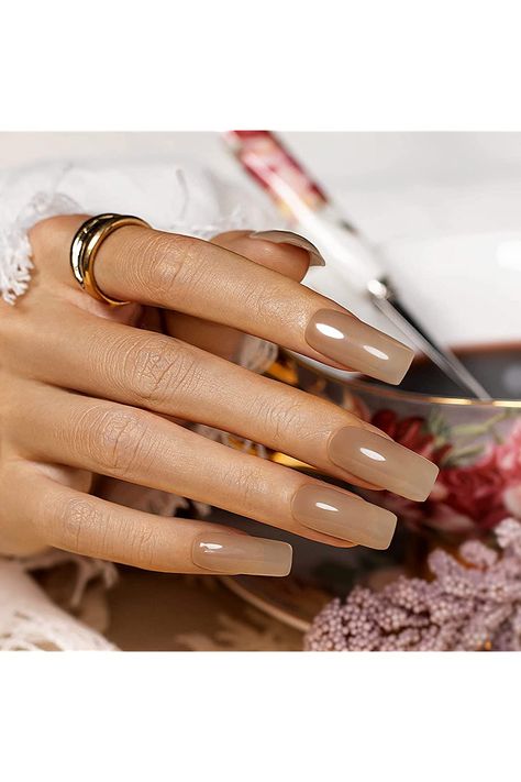 Brown Manicure, Nail Polish Clear, Manicure Natural, Color French Manicure, Color Manicure, Gel Polish Brands, Natural Looking Nails, Jelly Nail, Uv Nail Lamp