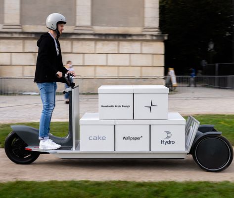 Konstantin Grcic and Polestar Rethink the Electric Cargo Bike, Ditch the "Bike" Part - Core77 Bike Wagon, Bike Cart, Electric Cargo Bike, Electric Car Charger, Last Mile, Concept Motorcycles, Golf Car, Pole Star, Terrain Vehicle