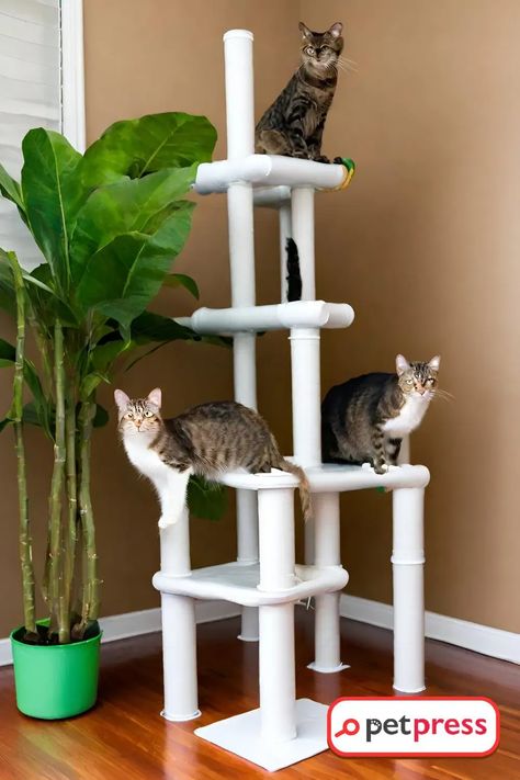 Pvc Pipe Cat Tree, Pvc Cat Tree, Pvc Cat Tower, Diy Cat Scratching Post, Diy Cat Tower, Unique Playground, Diy Pet Bed, Diy Cat Tree, Pet Items