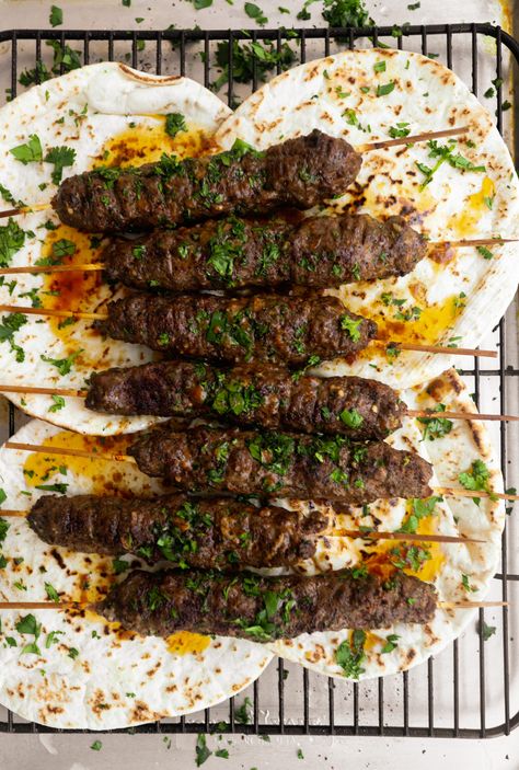 Oven-Baked Kefta - Moribyan Essen, Beef Kabobs In Oven, Kefta Kabob Recipe, Kefta Recipe, Kefta Kabob, Lamb Kabobs, Beef Kebabs, Lamb Kebabs, Kofta Recipe