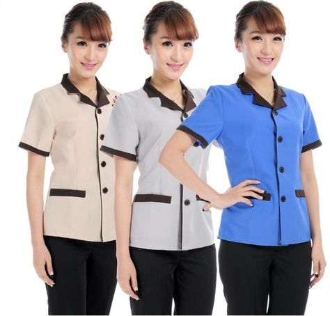 Cleaner Uniform, Office Uniform For Women, House Keeping Uniform, Teachers Uniform, Women Office Blouse, Housekeeping Uniform, Uniform Clothes, Company Uniform, Uniform Ideas