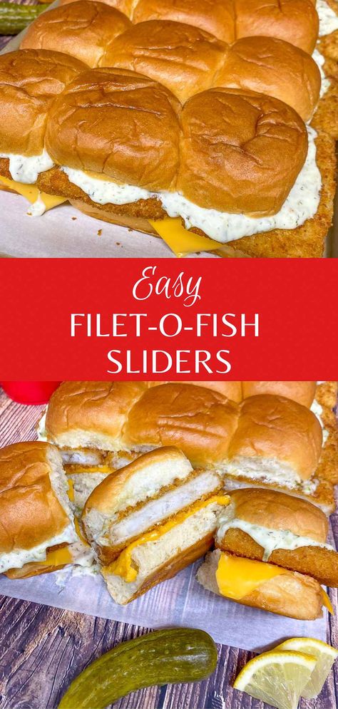 Filet-O-Fish Sliders Fish Filet Mcdonalds, Crab Sliders Kings Hawaiian, Sliders Recipes Pretzel Rolls, Cordon Blue Sliders, Deli Sliders Recipes Hawaiian Rolls, Filet Of Fish Sandwich, Fish Sliders Recipes, Fish Sliders Hawaiian Rolls, Hawaiian Roll Recipes Dinners