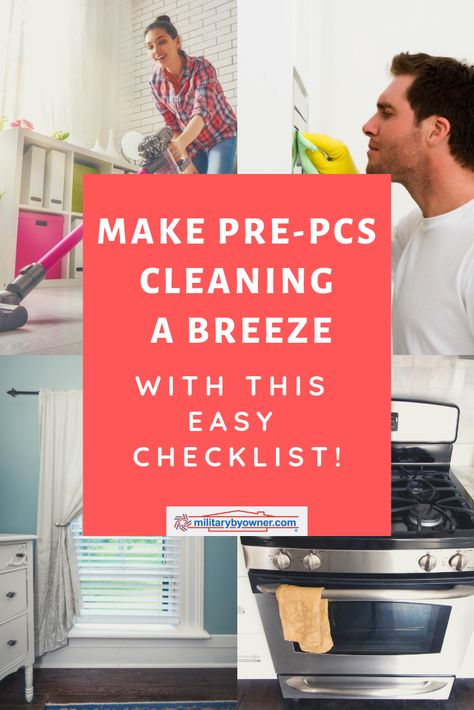 Make Pre-PCS Cleaning a Breeze with this Easy Checklist! #pcs #military #military spouse Pcs Checklist, Pcs Move, Calcium Deposits, Military Move, Bright Shoes, Autoimmune Diet, Clean Sweep, Wd 40, Messy Room