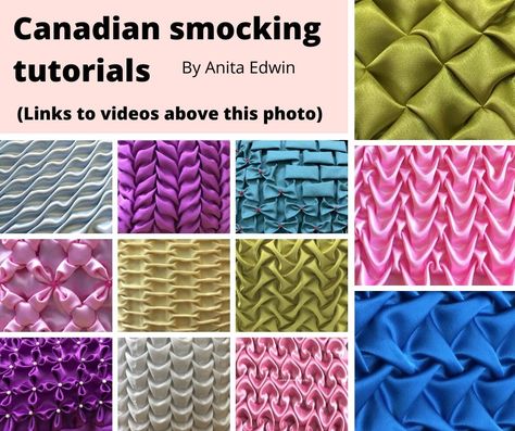 Heirloom Sewing, Sewing Techniques, Hand Smocking Tutorial, Smocking Pattern, Canadian Smocking, Smocking Tutorial, Bowtie Pattern, Smocking Patterns, Pillow Pattern