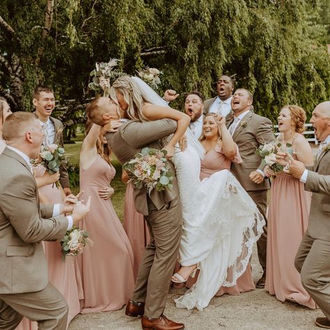 Dusty Pink And Khaki Wedding, Dusty Rose And Khaki Wedding, Emerald Taupe Peach Wedding, Dust Rose And Sage Wedding, Tan Tux With Blush Pink, Dusty Rose And Sage Green Wedding Party Attire, Blush Pink And Sage Green Wedding Bridal Party, Dusty Rose And Moss Green Wedding, Shades Of Blush Wedding