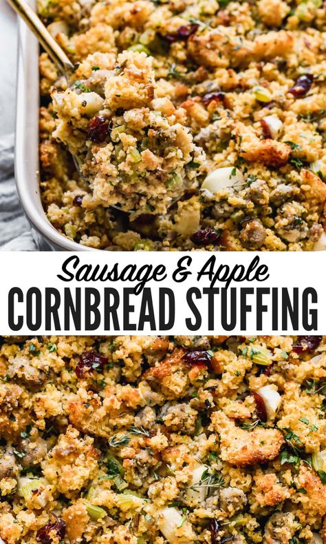 Cornmeal Stuffing Recipes, Cornbread Stuffing With Sausage, Cornbread From Scratch, Thanksgiving Corn Bread, The Best Stuffing, Stuffing With Sausage, Thanksgiving Stuffing Recipe, Savory Cornbread, Cornbread Stuffing Recipes