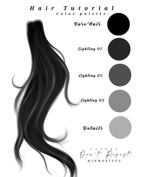 Black Hair Color Palette Digital Art, Anime Hair Color Ideas, Digital Art Styles Inspiration, Digital Art Styles, Art Styles Inspiration, Skin Palette, Anime Hair Color, Digital Art Software, Drawing Hair Tutorial