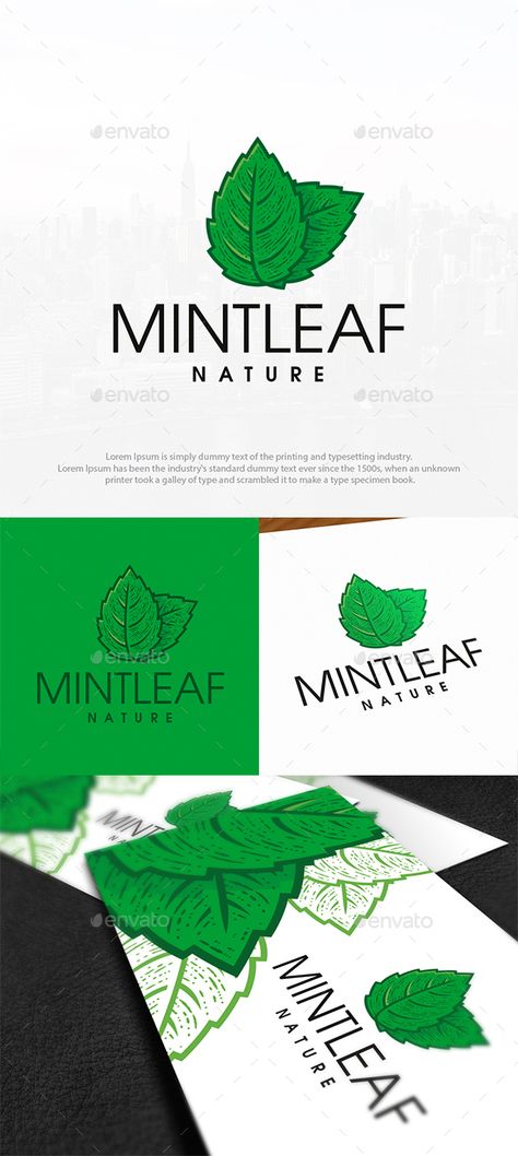 Nature, Mint Leaves Illustration, Mint Logo Design, Mint Leaf Illustration, Mint Illustration, Mint Logo, Green Logo Design, Chocolate Logo, Mint Leaf