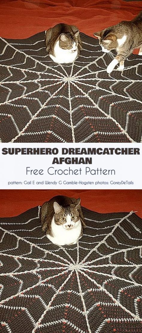 Superhero Dreamcatcher Afghan Free Crochet Pattern Crochet Dreamcatcher Pattern Free, Baby Crochet Blanket Free, Crochet Halloween Patterns Free, Crochet Hooded Scarf Pattern, Crochet Dreamcatcher Pattern, Boy Crochet Patterns, Knitting Toys, Crochet Baby Blanket Free Pattern, Crochet Dreamcatcher