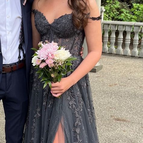 Size 4 Gunmetal (dark gray) Sherri Hill long gown. Dark Gray Bridesmaid Dresses, Dark Grey Bridesmaid Dresses, Grey Long Dress, Grey Gown, Grey Dresses, Grey Bridesmaid Dresses, Sherri Hill Dresses, Sherri Hill, Long Gown