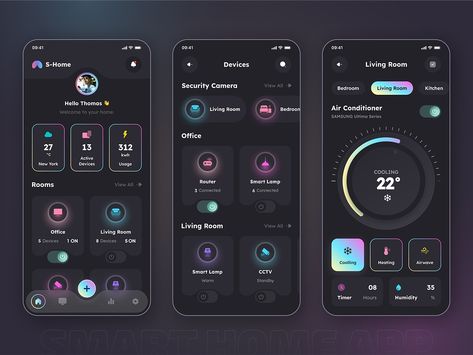 IoT- Smart Home Security App Design designed by CMARIX. Connect with them on Dribbble; the global community for designers and creative professionals. Iot Design, Mobile Security, Energy Management, Smart Home Security, House Viewing, App Ui Design, Cctv Camera, Mobile Ui, App Ui