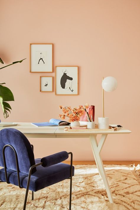 These 3 Paint Colors Transformed Garance Doré’s Just-Decorated Home - Quaint Peche shade on the walls Peach Paint, Green Mattress, Dark Paint Colors, Peach Walls, Choosing Paint, Exterior Light Fixtures, Light Grey Walls, Bedroom Paint Colors, Interior Paint Colors