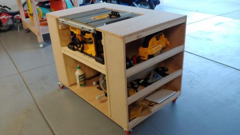 Tablesaw Workbench Plans, Portable Table Saw Station, Dewalt Table Saw Stand, Table Saw Cart, Table Saw Bench, Table Saw Cabinet, Miter Saw Bench, Workstation Ideas, Dream Workshop