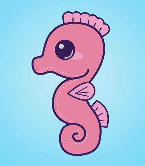 Seahorse Kawaii Sea Animals Drawings, Cute Seahorse Drawing, Kawaii Seahorse, Cute Sea Animals Drawing, Kawaii Sea Creatures, Sea Horse Drawing, Seahorse Clipart, Cartoon Seahorse, Seahorse Cartoon