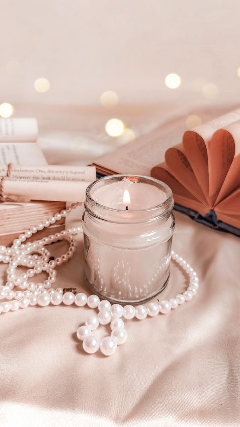 Fairy Light Photography, Candle Photography, Fancy Candles, Pearls Photography, Pearl Candle, Candle Picture, Candles Photography, Candle Aesthetic, Photography Books