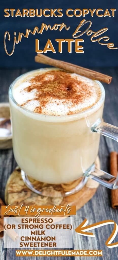 Keto Latte Recipes, Cinnamon Latte Recipe, At Home Coffee Recipes, Starbucks Cinnamon Dolce Latte, Cinnamon Dolce Latte Recipe, Espresso Drink, Cinnamon Dolce Latte, Espresso Recipes, Cinnamon Caramel