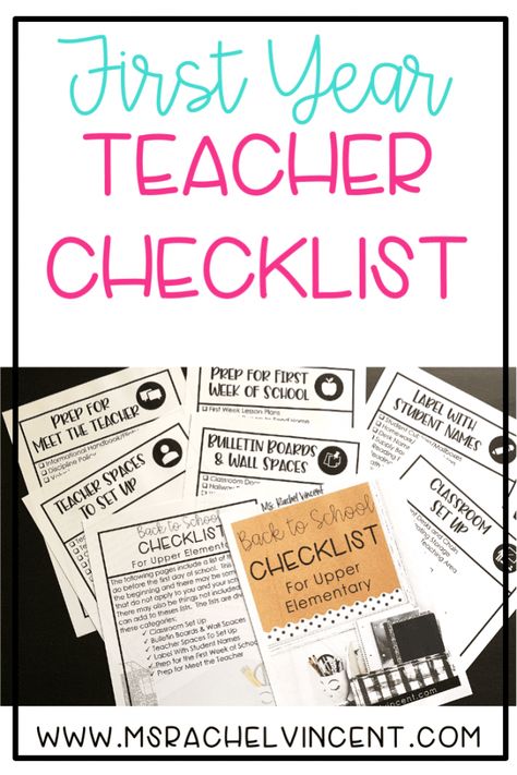 First Year Teacher Classroom Checklist - Ms. Rachel Vincent Teacher Classroom Checklist, New Teacher Checklist, Classroom Checklist, First Year Teacher, Teacher Checklist, Ms Rachel, Back To School Checklist, Sixth Grade Math, School Checklist