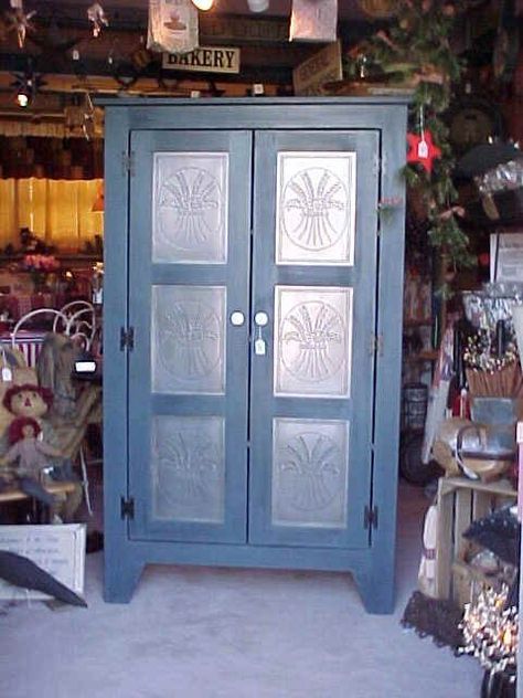 Copper Panels For Pie Safes | Furniture Pie Safes & Jelly Cabinets Farm Cabinets, Pie Safe Makeover, Pie Cupboard, Pie Cabinet, Pie Safe Cabinet, Primitive Cabinet, Antique Pie Safe, Jelly Cabinet, Jelly Cupboard