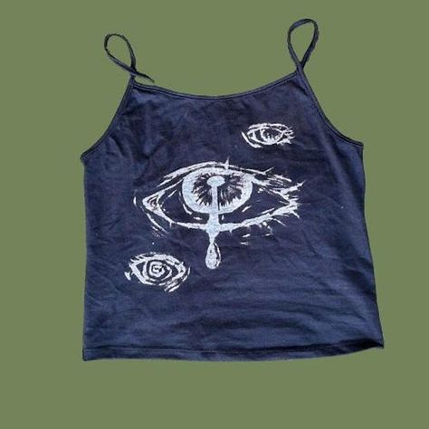 custom eye bleach painted tank top #CustomEyeBleach #PaintedTankTop #UniqueFashion #DIYFashion #CustomFashion #TrendyTops #HandcraftedStyle #ArtisticApparel #BleachedTankTop #SummerFashion #CreativeClothing #HandmadeFashion #TankTopDesign #ArtOnClothes #FashionDIY #CustomTees #StylishAtire #FashionInnovation #BohoStyle Upcycling Tank Top, Painted Tank Top, Bleach Shirt Diy, Eye Bleach, Bleach Hoodie, Bleach Shirt, Top Paintings, Alt Grunge, Hoodie Diy