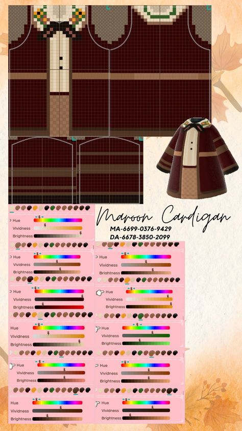 Acnh Diy Custom Design, Animal Crossing Cardigan Design Grid, Acnh Coats Designs Grid, Acnh Long Dress Design Grid, Animal Crossing Coat Design Grid, Clothes Design Acnh, How To Make Custom Designs Acnh, Anch Clothes Grid, Acnh Clothes Pattern Grid Fall