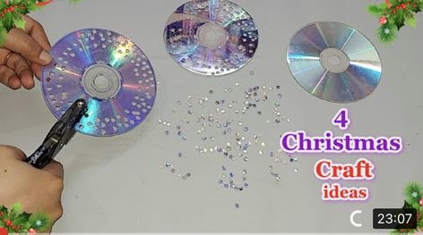 Crafts Made From Old Cds, Christmas Ornaments Made From Cds, Christmas Crafts With Cds, How To Make Dvds Clear, Dvd Craft Ideas, Cd Ornaments Christmas, Cd Christmas Ornaments Ideas, Old Cd Crafts Diy Recycled Cds, Cd Christmas Crafts