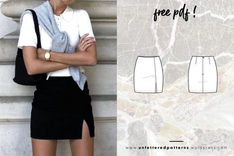 Easy – Unfettered Patterns Envelope Skirt Pattern, Free Denim Skirt Pattern, Free Mini Skirt Pattern, Mini Skirt Pattern Free, Skirt Pattern Free Sewing, Leather Skirt Pattern, Unfettered Patterns, Diy Mini Skirt, Skirt Sewing Pattern Free