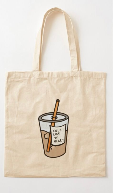 Cold like my heart iced coffee tote bag . Coffee iced dunkin Starbucks funny sarcasm funny art design redbubble drink vsco emo indie gay bisexual bi latte purse accessories cotton print Starbucks Funny, Coffee Tote Bag, Heart Tote Bag, Sarcasm Funny, Trans Flag, Funny Sarcasm, Dog Mixes, Black Pug, Coffee Stickers