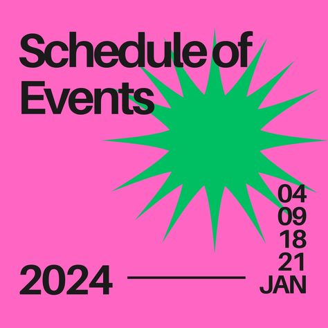 Green and Pink Bold Geometric Event Schedule Instagram Post - Templates by Canva Upcoming Events Instagram Post, Grotesk Graphic, Instagram Event Post, Instagram Event Post Design, Instagram Post Graphic Design, Event Post Design, Calendar Instagram Post, Graphic Design Instagram Posts, Bingo Poster