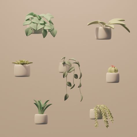 Isometric Plants, Prop Modeling, Cat Bakery, Blender Kitchen, Cute Plants, Blender Models, 3d Blender, Art Theme, Plant Drawing