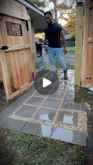 Jhonn Jackson on Instagram: "Building a $600 walkway.. Working with Unc..
#walkway #pathway #DIY" Outside Walkway Ideas Pathways, Concrete Walkways To Front Door Entrance, Side Walkway Ideas Pathways, Gravel And Paver Walkway, Pathway Diy, Paver Walkway Ideas, Pathways Ideas Walkways, Wood Shed Ideas, Walkways To Front Door