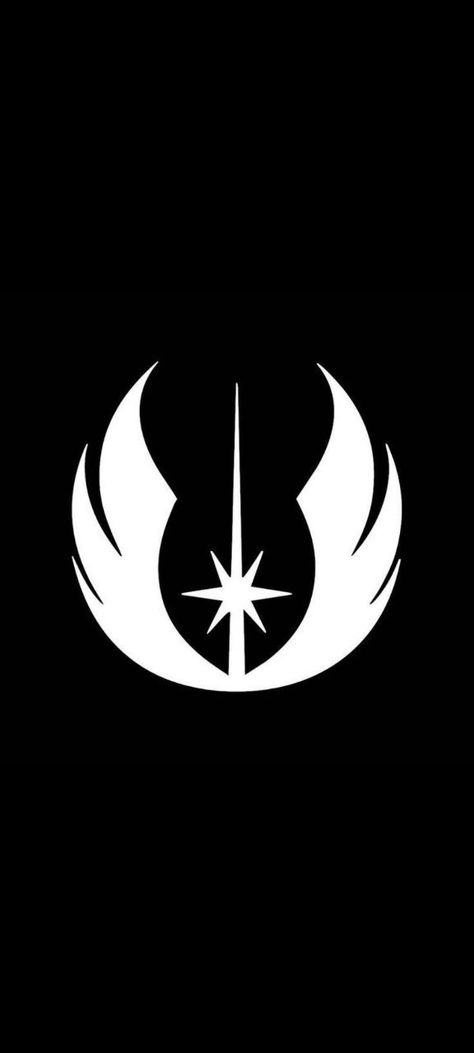 Jedi order symbol in a full black background for smartphones Jedi Knight Symbol, Jedi Order Wallpaper, Jedi Logo Wallpaper, Star Wars Empire Aesthetic, Star Wars Logos Symbols, Jedi Wallpaper, Republic Symbol, Jedi Logo, Jedi Order Symbol