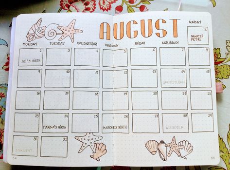 Journal Month Page August, Calendar Ideas August, 2025 Bullet Journal, Journal Ideas August, August Bullet Journal Calendar, August Calendar Ideas, August Spread, August Bujo, August Journal