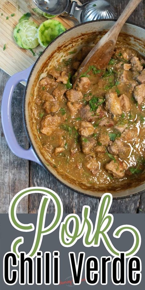 Green Chilli Pork Recipes, Green Pork Chili Verde, Chili Verde Pork Authentic, Chilli Verde Recipe, Easy Chile Verde Recipe, Pork Chunks Recipes Easy, Slow Cooker Chili Verde, Pork Chili Verde, Chile Verde Pork