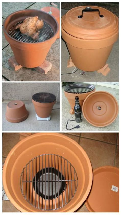 Do It Yourself Project - Perfect gift for Dad this Fathers Day - Easy DIY Smoker Grill {improved with a LID!} from a Terra Cotta Flower pot Tutorial via instructables Grill Diy, Diy Smoker, Smoker Ideas, Diy Grill, Diy Projects Gifts, Smoker Grill, Terracotta Flower Pots, Diy Flower Pots, Tanah Liat