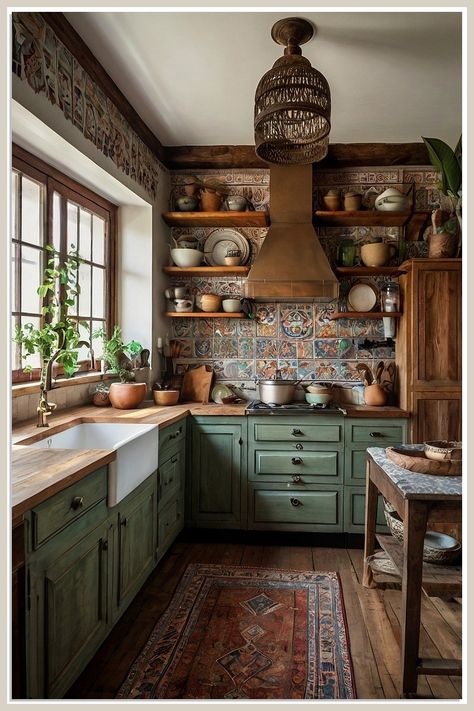 Transform your kitchen into a bohemian paradise with these 10 useful kitchen ideas for stunning boho decor you'll love. Discover how to infuse vibrant colors, eclectic patterns, and natural elements into your space. From unique wall art to charming accessories, these tips will help you create a warm and inviting atmosphere that's perfect for cooking and entertaining. Embrace the boho lifestyle and elevate your kitchen's aesthetic today! Small Boho Kitchen Ideas, Small Boho Kitchen, Portugal Kitchen, Patterned Backsplash, Modern Boho Kitchen, Eclectic Kitchen Design, Earthy Kitchen, Moroccan Kitchen, Boho Kitchen Ideas