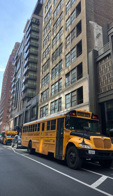 yellow school bus new York building aesthetic moodboard lifestyle Yellow Bus Aesthetic, Yellow School Bus Aesthetic, New York School Aesthetic, American Lifestyle Aesthetic, School Bus Wallpaper, School Bus Aesthetic, Bus Aesthetic, New York Building, New York Buildings