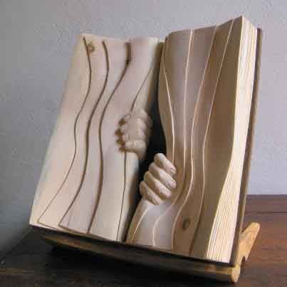 Wooden Book Sculptures – Nino Orlandi – Indie Crafts Indie Craft, Into The Wood, Book Sculpture, Wooden Books, Sculpture Installation, Wooden Art, Artist Books, Wood Sculpture, Art Sculpture